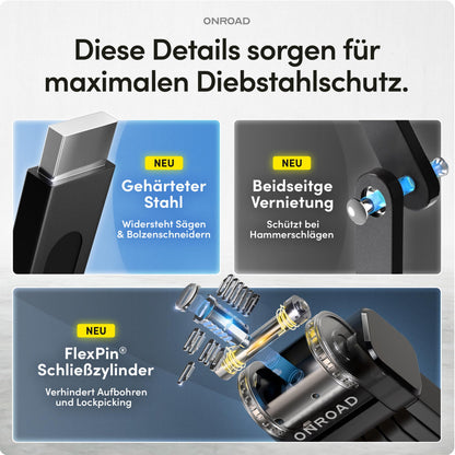 ONROAD Onlock Pro Faltschloss 85 cm – Fahrradschloss mit Halterung