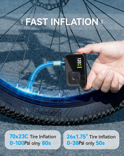 Gputek BL06 Mini Fahrradpumpe elektrisch, 120 PSI mit Druckmesser