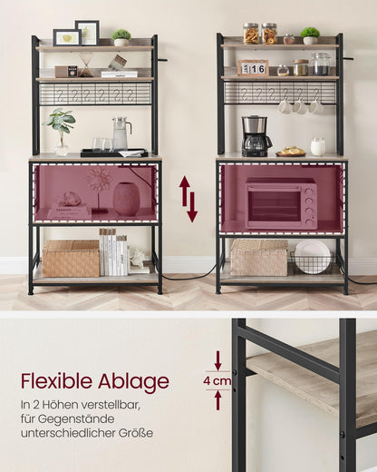 VASAGLE Mikrowellenregal Steckdosen Greige-schwarz KKS025B02EU