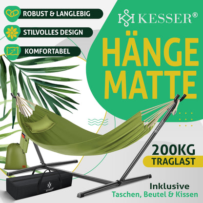 KESSER® Hängematte Lake für 2 Personen mit Gestell – Khaki