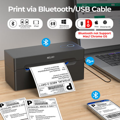 Nelko Bluetooth Versandetikettendrucker – Thermodrucker 4x6 Schwarz