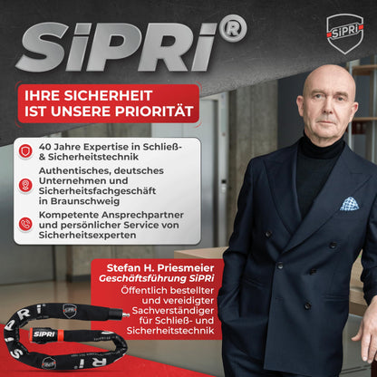 SiPRi Fahrradschloss mit Alarm, Kettenschloss 8 mm Stahl, 120 cm