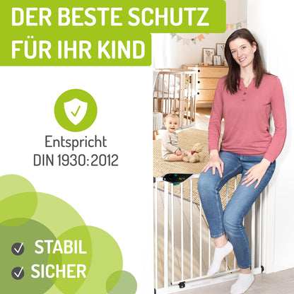 BOMI Mira Türschutzgitter - Weiss, Selbstschliessend, Extra Hoch