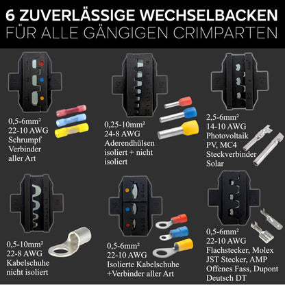 ALPHATEC Crimpzangen-Set PRO-08 mit Wechselbacken und Abisolierzange