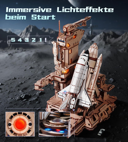 ROKR Space Shuttle LKA02 3D Holzpuzzle Modellbausatz mit Startbasis