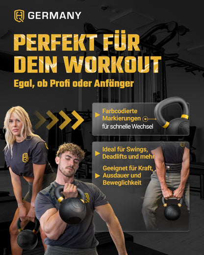 HQ Germany Powdercoat Fitness Kettlebell Vollguss - 16KG