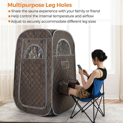 HOMASIS Tragbare Dampfsauna Saunazelt Set für Zuhause - Grau