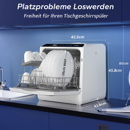 AIRMSEN Mini Tischgeschirrspüler - 5 Programme, Weiss/Schwarz