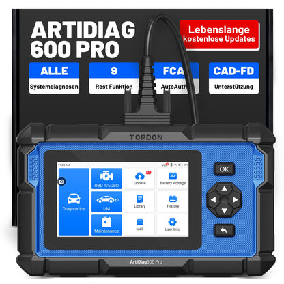 TOPDON ArtiDiag600 Pro OBD2 Diagnosegerät mit 9 Servicefunktionen