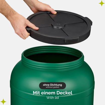 Garronda Weithalsfass GD-0078 mit Deckel, 120 Liter, HDPE, grün