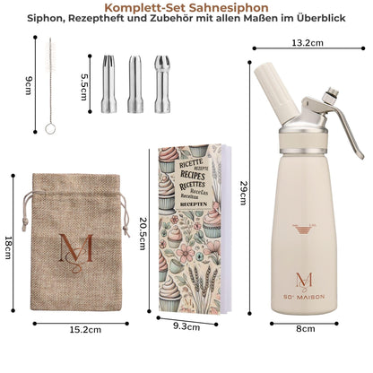 SO'Maison Sahnespender 500 ml Sahnesiphon Aluminium Creme