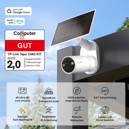 Tapo C460 KIT Solar Überwachungskamera Aussen Akku - 4K 8MP