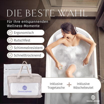 Omniverse Badewannenkissen Ganzkörper Badewannenmatte 125x40cm – Weiss