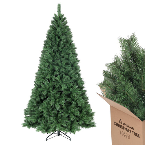 SALCAR Künstlicher Weihnachtsbaum 210 cm Kunsttannenbaum. Grüner, konischer Kunstbaum für die Weihnachtsdekoration.