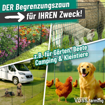VOSS.farming Gartennetz Begrenzungszaun 20 m, 80 cm, dunkelgrün