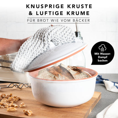 Römertopf Brotbacktopf aus Naturton, Weiss – Max. 1000g Backgut