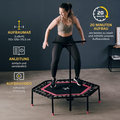 SportPlus Fitness Trampolin Indoor – Mit Haltestange 130kg