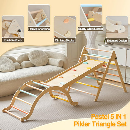 Giant bean 5-in-1 Montessori Kletterdreieck Kletterbogen Rutsche - Bunt