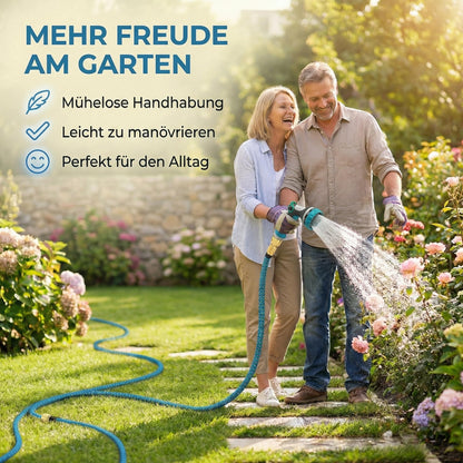 Xonic TIREX Flexibler Gartenschlauch 15 m mit 10 Strahlarten, Blau