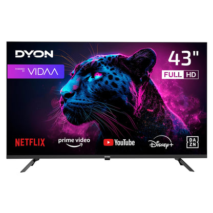 DYON Movie Smart 43 VX Full-HD Smart TV – 43 Zoll (108 cm). Rechteckiger, schwarzer Smart TV zur Full-HD-Wiedergabe von Streaming-Inhalten.
