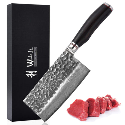 Wakoli EBO Premium Blockmesser 17.5cm Damast Eichenholzgriff