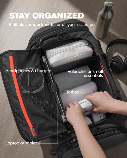 Tolaccea Sporttasche 56-70L erweiterbar mit Schuhfach, schwarz