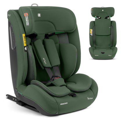 KikkaBoo i-Size i-FLIT Kindersitz ISOFIX 76-150 cm - Armeegrün. i-Size Rückhaltesystem fürs Auto.
