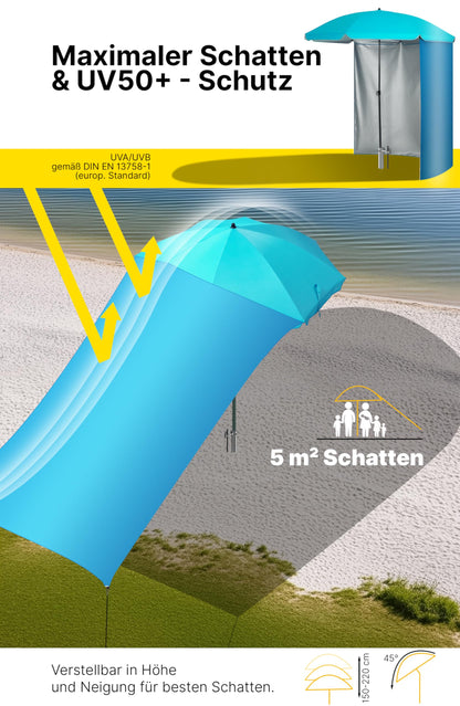 4smile Sonnenschirm Strand 6er-Set Türkis - UV50+ Schutz