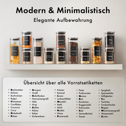 EDELHAUS Vorratsgläser Set 12-teilig, Borosilikatglas, Edelstahldeckel