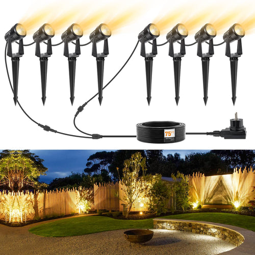 NIORSUN LED Gartenstrahler 8er-Set, warmweiss 3000K, IP67 – acht kompakte Strahler mit verstellbarem Kopf