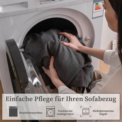 OHSIO Stretch Sofabezug Chaiselongue, rutschfest, waschbar, Dunkelgrau