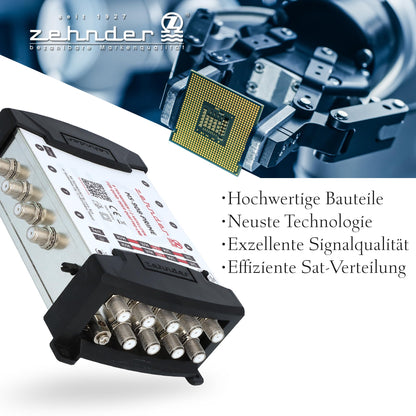 ZEHNDER 9/8 Multischalter Multiswitch – 2 Sat, 8 Teilnehmer, HD 4K