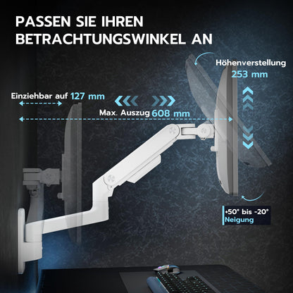 ARES WING Wandhalterung für PC/TV Monitor 17-49 Zoll, 20kg – Weiss