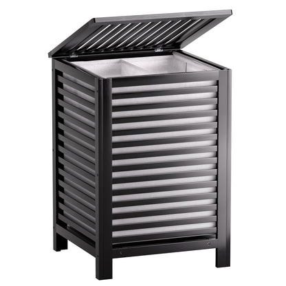 SMIBUY Grosser Bambus-Wäschekorb mit Deckel - Schwarz