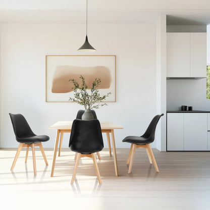 hjh OFFICE Scandi Esszimmerstühle Schwarz – 4er Set Buche Beine