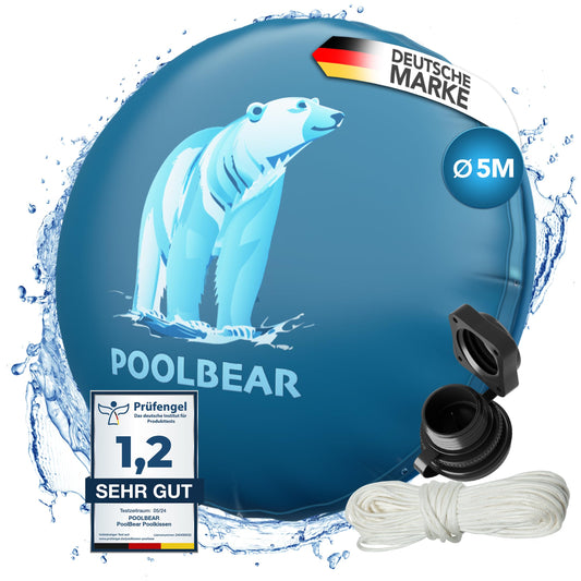 PoolBear Poolkissen Winter 5m XXL – Überwinterung Frostschutz: Aufblasbares Kissen reduziert winterlichen Eisdruck im Pool.
