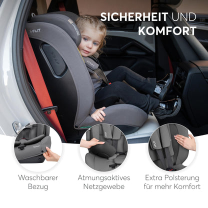 KikkaBoo i-Size i-FLIT Kindersitz ISOFIX 76-150 cm Hellgrau