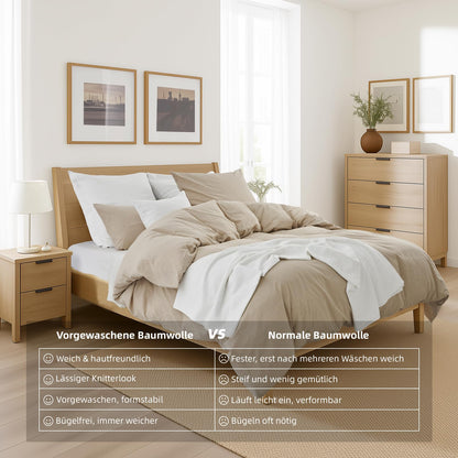 Duvetnova Bettwäsche-Set 135x200 Baumwolle beige, 4-teilig