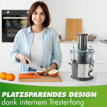 Nutrilovers QUICK-JUICER Entsafter Edelstahl – für Obst & Gemüse