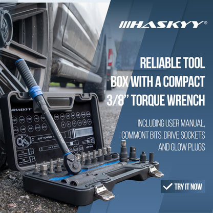 HASKYY Drehmomentschlüssel Set 3/8" 5-60Nm Motorrad - Black Series