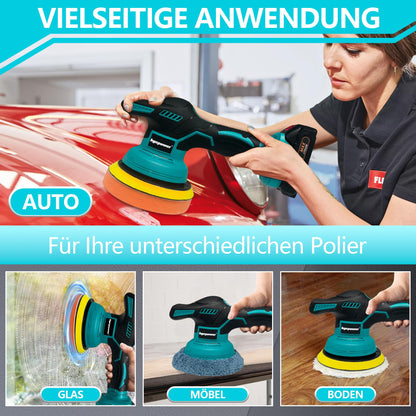 bycpower Orbital Poliermaschine Auto Set 6 Zoll – Makita 18V Ohne Akku