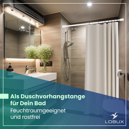 LOBUX Gardinenstange ohne Bohren, Teleskopstange weiss, 260–350 cm
