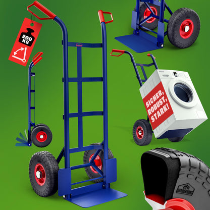 GARDEBRUK Sackkarre klappbar 200kg Luftbereifung – Blau