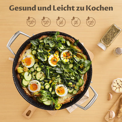 BEZIA Schmorpfanne 28 cm Edelstahl mit Deckel, 5,2 L, Induktion