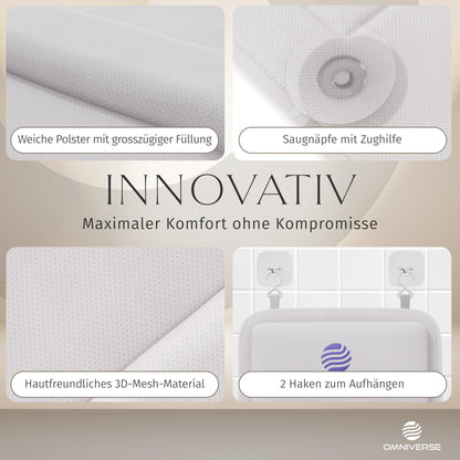 Omniverse Badewannenkissen Ganzkörper Badewannenmatte 125x40cm – Weiss