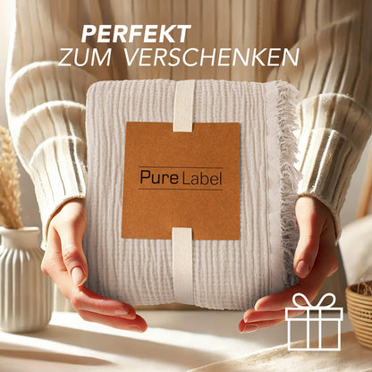 Pure Label Musselin Tagesdecke 220 x 240 cm aus Baumwolle, Beige