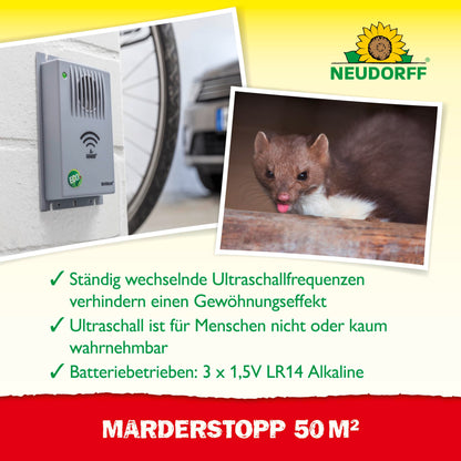 Neudorff MarderStopp Marderabwehr 50m² batteriebetrieben