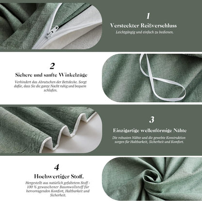 SOULFUL Bettwäsche-Set - Baumwolle Salbei Grün 135x200 4-teilig