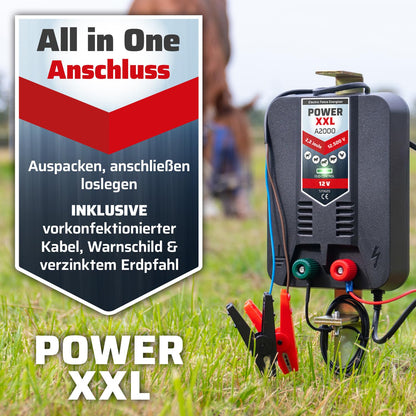 Power XXL A2000 Weidezaungerät 12V Set 12.500 Volt 2,2 Joule