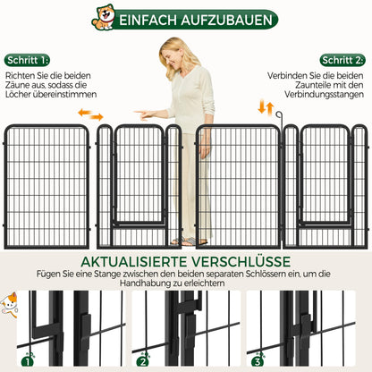 Yaheetech Welpenauslauf 16-teilig, 100 cm hoch, faltbar, mit 2 Türen